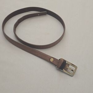 Velez Gold Buckle Brown Leather Belt L